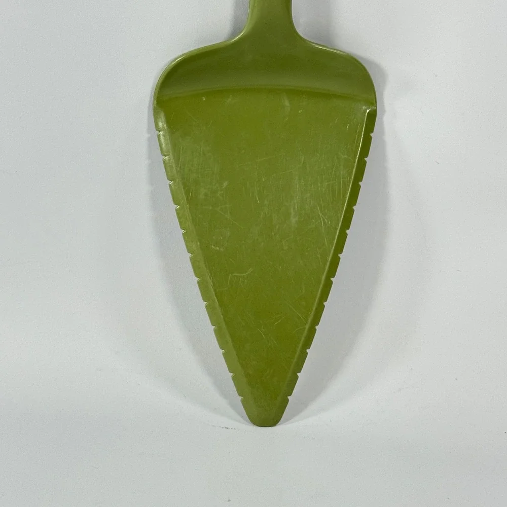 VTG Foley Pie Cake Server Kitchen Tool Avocado Green Nylon Plastic Retro MCM 10